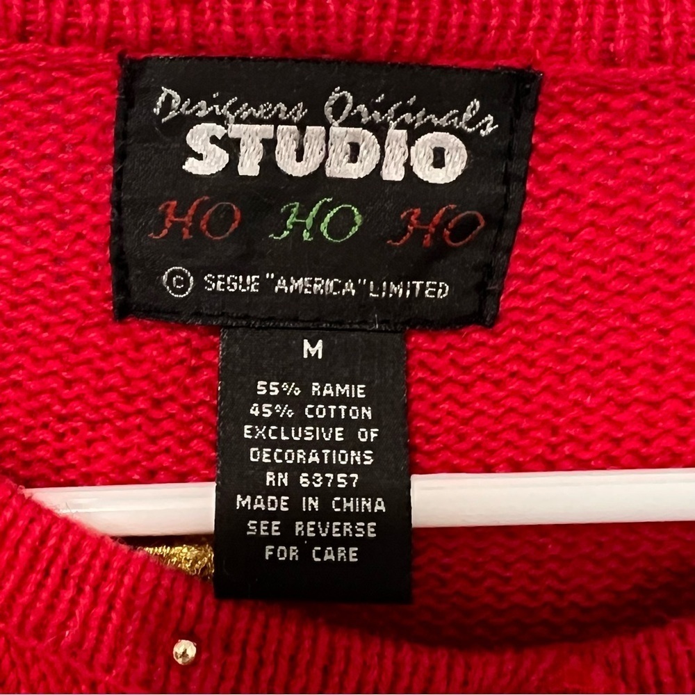 Vintage Studio Chrosmas Cardigan Sweater Womens Red Beaded Size Medium - Picture 4 of 10